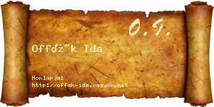 Offák Ida névjegykártya